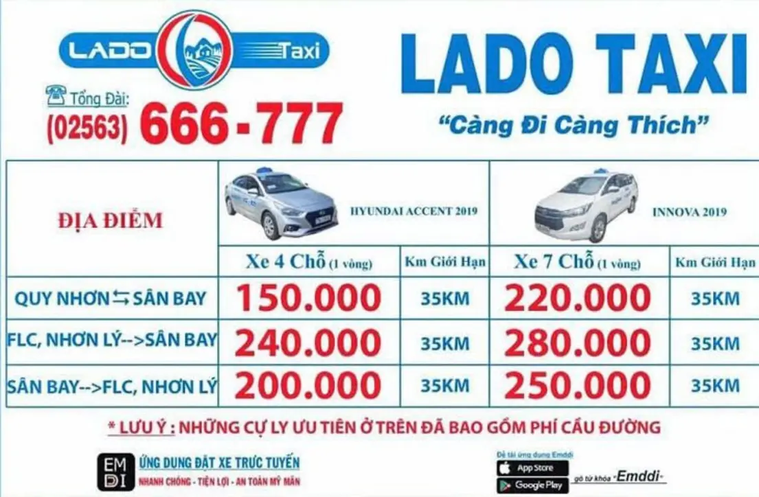 Danh sách các hãng taxi đáng tin cậy hoạt động tại Quy Nhơn